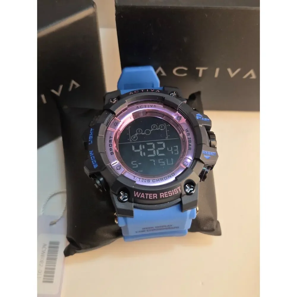 Activa X Invicta ACW8082-011 Digital shock Sport Watch Blue Pink 50mm New NIB